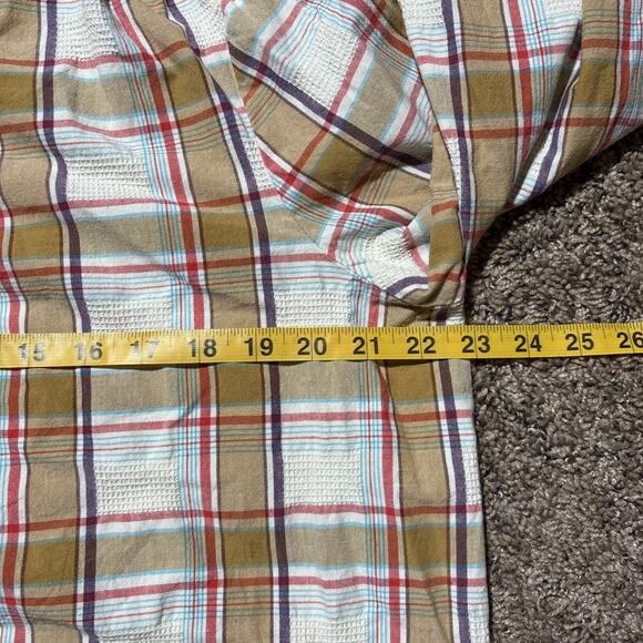 St. John's Bay Blouse Plaid Top Ruffled Neck Long Sleeve 100% Cotton Sz L EUC - Picture 5 of 8